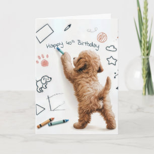 Cartão Labradoodle Doodling Para aniversário de 40 anos