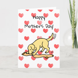 Cartão Labrador Amarelo e Dia de as mães