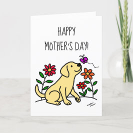 Cartão Labrador Amarelo e Dia de as mães Verde