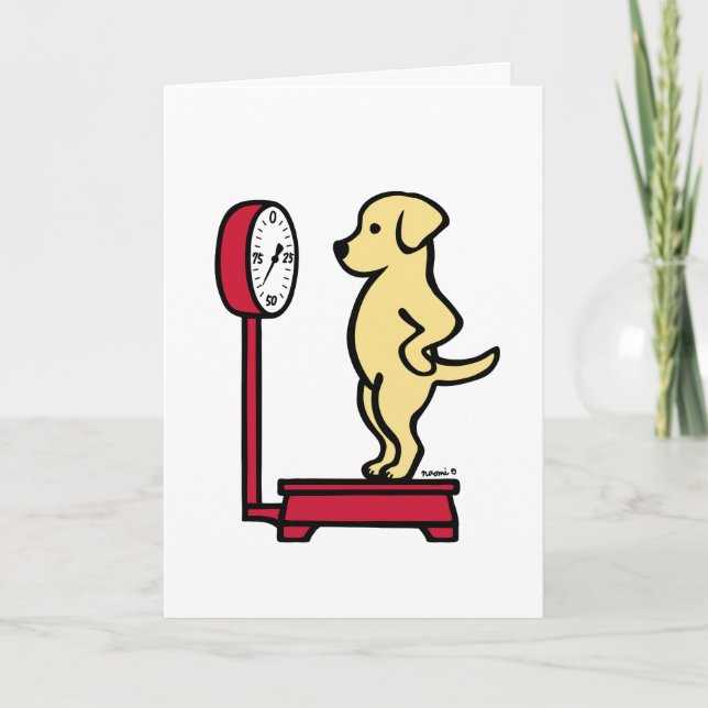 Cartão Labrador Amarelo na escala (Frente)