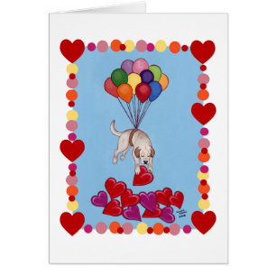 Cartão Labrador amarelo que recolhe o AMOR (moldado)