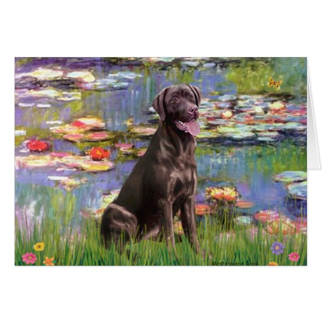 Cartão Labrador (chocolate) - Lírios 2 (Frente Horizontal)
