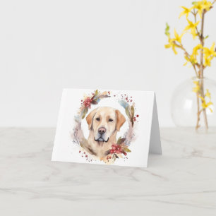 Cartão Labrador Christmas Wreath Festivo Pup