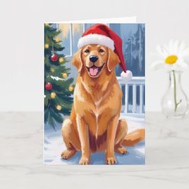 Cartão Labrador com Chapéu de Papai Noel | Pintura de Cac