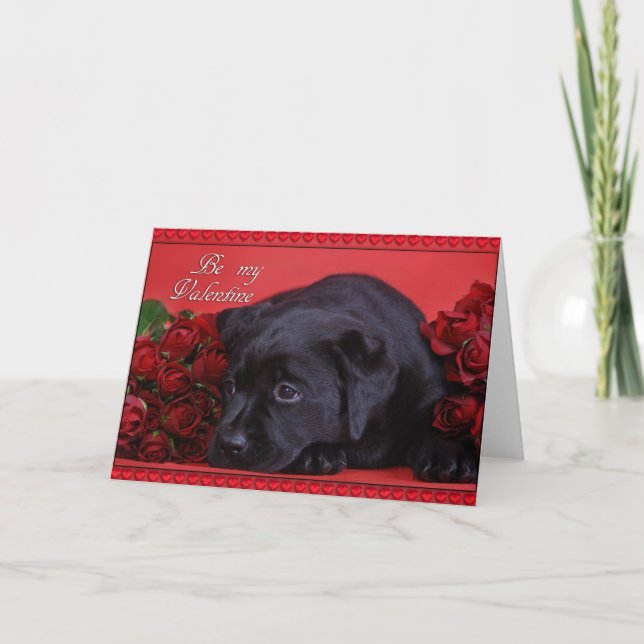 Cartão Labrador com rosas (Frente)