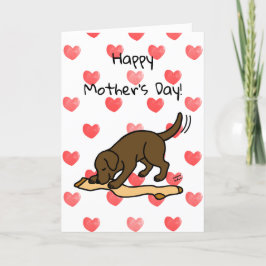 Cartão Labrador de chocolate e Dia de as mães de estoque