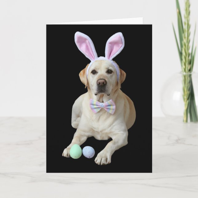 Cartão Labrador Labrador amarelo de Páscoa com orelhas de (Frente)