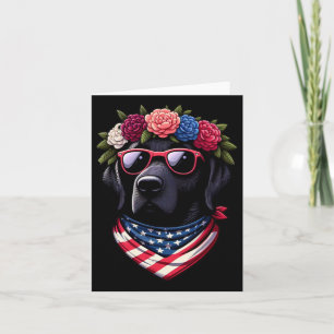 Cartão Labrador Patriótico Preto Americano 4 De Julho EUA