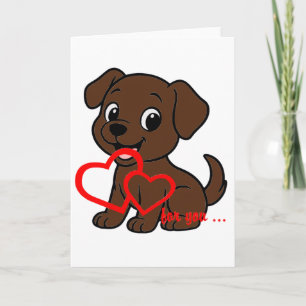 Cartão Labrador Retriever Chocolate de São Valentim Carto