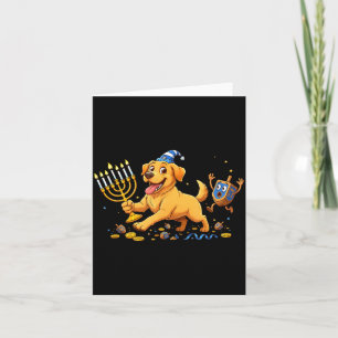 Cartão Labrador Retriever Dreidel Menorá Hanukkah Criança