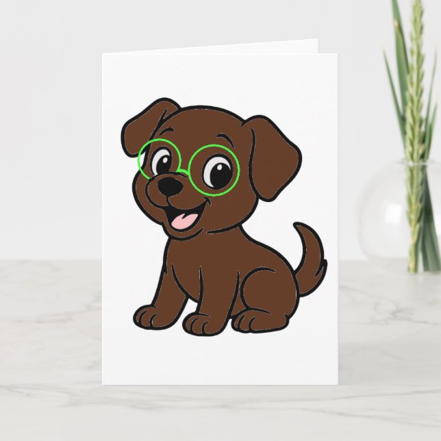 Cartão Labrador Retriever Lab Cartoon de Chocolate (Frente)