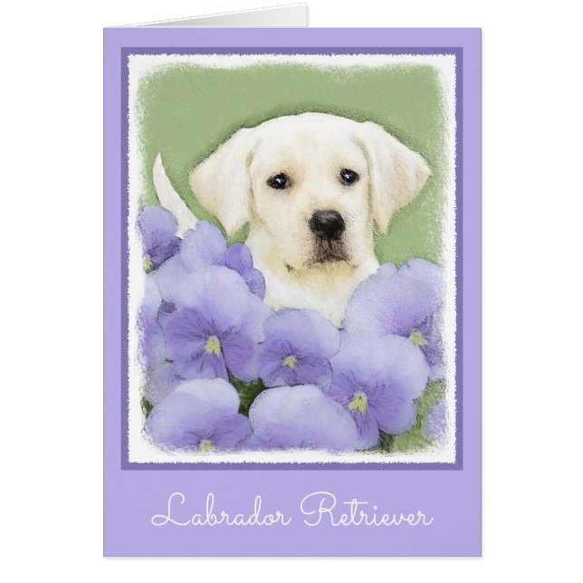 Cartão Labrador Retriever Puppy Pintura Original (Frente)