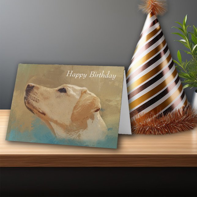 Cartão Labrador Retrievers: Feliz Aniversário Pet Amarelo (Labrador Retriever Happy Birthday Yellow Lab Dog Card)