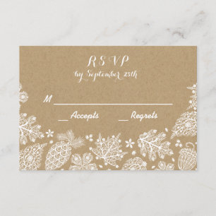 Cartão laçado do casamento outono RSVP das folhas