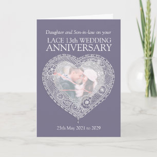 Cartão Lace 13th wedding anniversary photo card