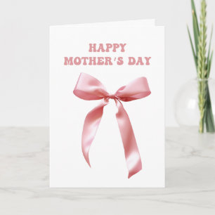 Cartão Laço Coquete Rosa Feliz Dia das Mães