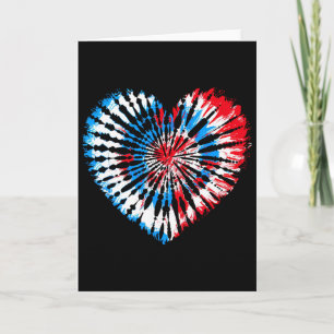 Cartão Laço Dye Coração de 4 de Julho Bandeira Americana 