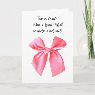 Cartão Laço Rosa Feliz Dia das Mães