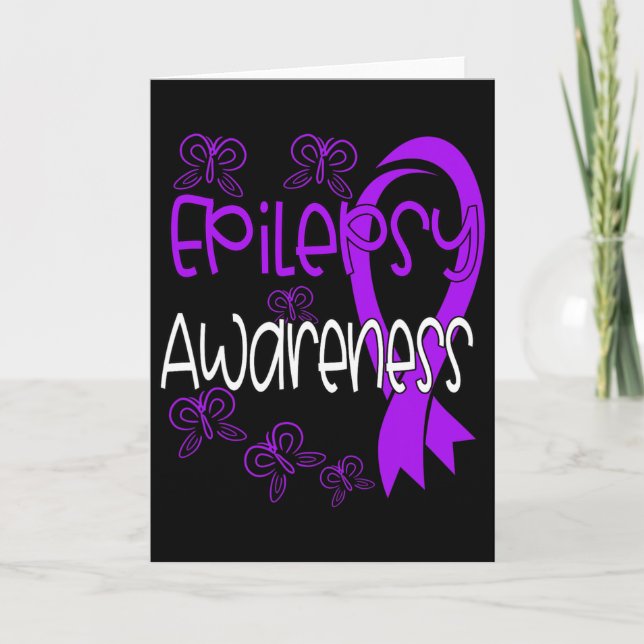 Cartão Laço Roxo de Conscientização da Epilepsia 3  (Frente)