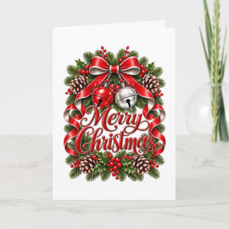 Cartão Laço Tradicional de Sinos de Natal Feliz Natal