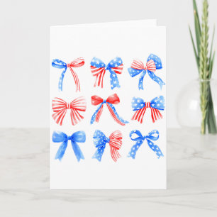 Cartão Laços Coquette Vermelho Branco Azul Bandeira Dos E