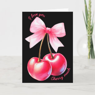 Cartão Laços de Cerejas, Valentines Retro Eu Amo Você Cer