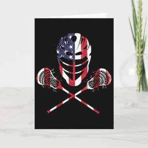 Cartão Lacrosse Bandeira Americana Lax Capacete Sticks 4 