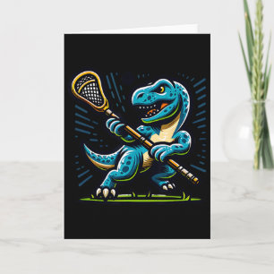 Cartão Lacrosse Dinossauro Esportes Elegantes Retro Diver