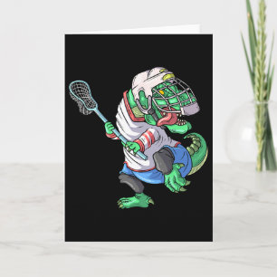 Cartão Lacrosse Dinossauro T Rex Com Bastão De Lacrosse E