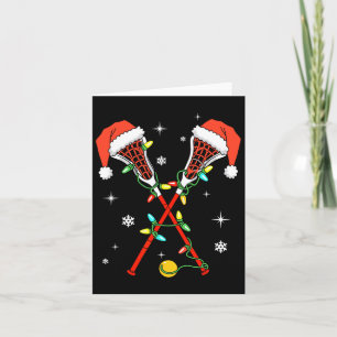 Cartão Lacrosse Player Xmas Lights Santa Hat Lacrosse Chr