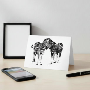 Cartão lado a lado -zebras