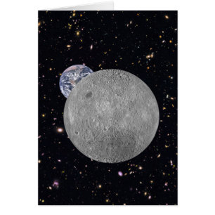 Cartão Lado escuro ou extremo do céu estrelado da Lua