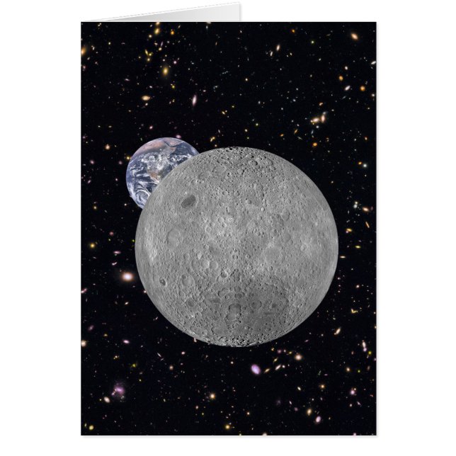 Cartão Lado escuro ou extremo do céu estrelado da Lua (Frente)