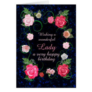 Cartão Lady Birthday - Rosas lindas