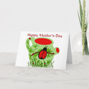 Cartão Lady bug tea pot, Happy Mother's Day card