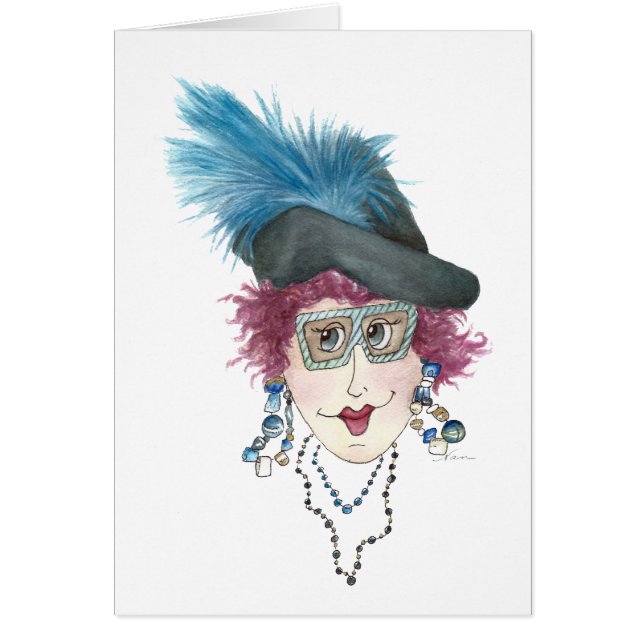 Cartão Lady cola seu cabelo para combinar com a carta esm (Frente)