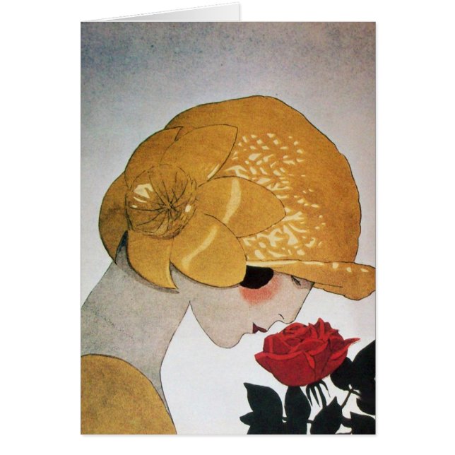 CARTÃO LADY COM ROSA VERMELHA (Frente)