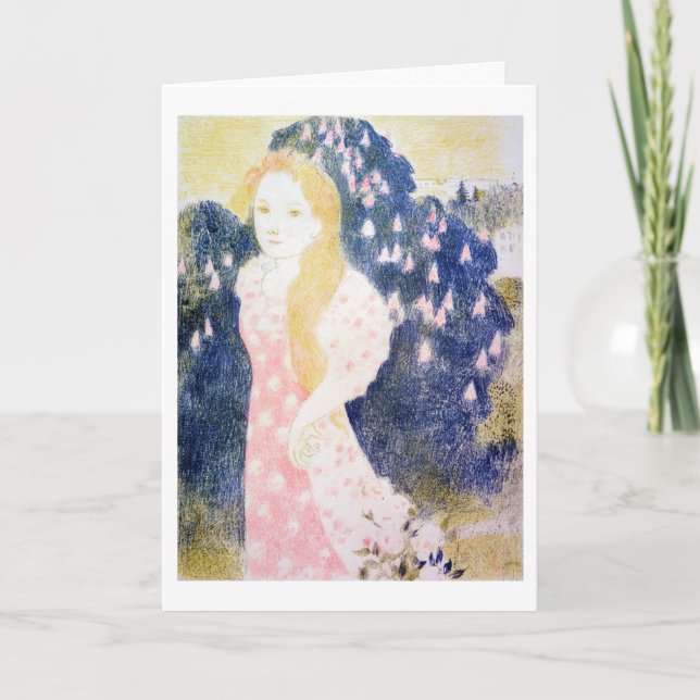 Cartão Lady em vestido rosa, Maurice Denis (Frente)