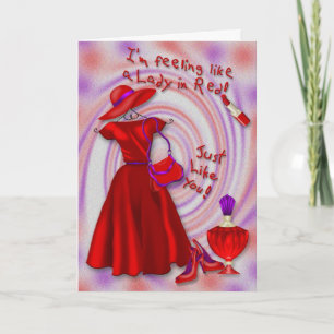 Cartão Lady in Red Birthday Card