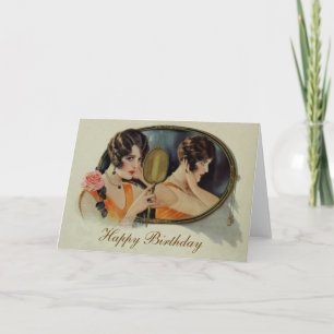 Cartão Lady in the Mirror Twenties Birthday card