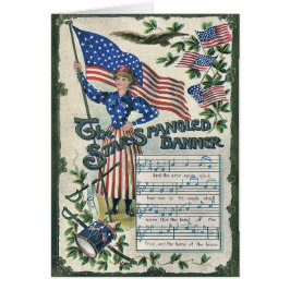 Cartão Lady Liberty American Flag Banner