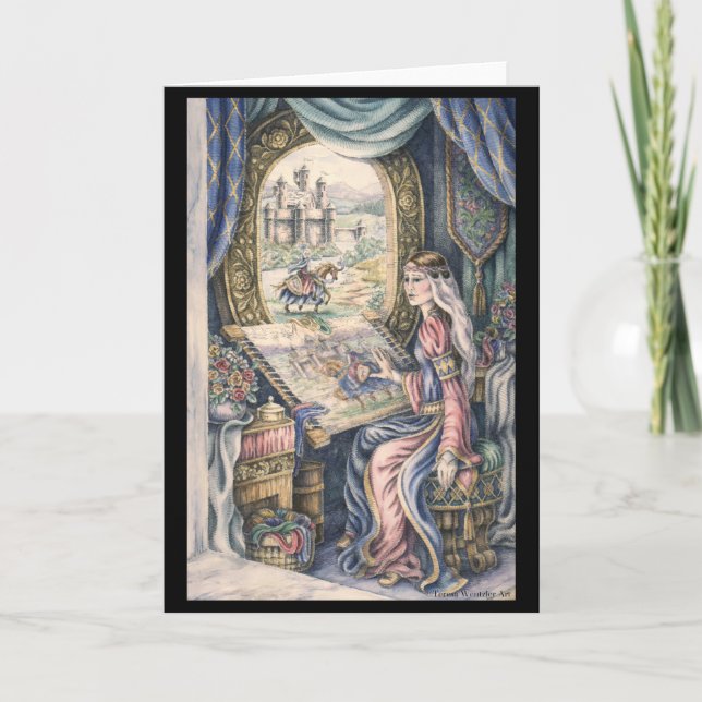 Cartão Lady of Shalott Drawing (Frente)
