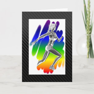 Cartão Lady Runner Rainbow Greetings Card