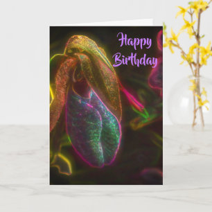Cartão Lady Slipper Flower Fantasy Art Birthday