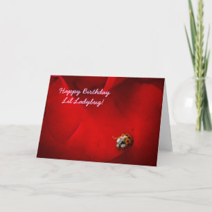 Cartão Ladybird em Rosa vermelha Feliz Aniversário Lil La