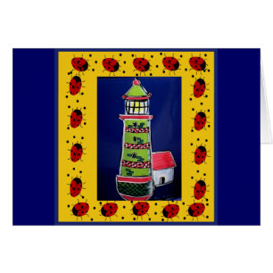 Cartão Ladybug Lighthouds