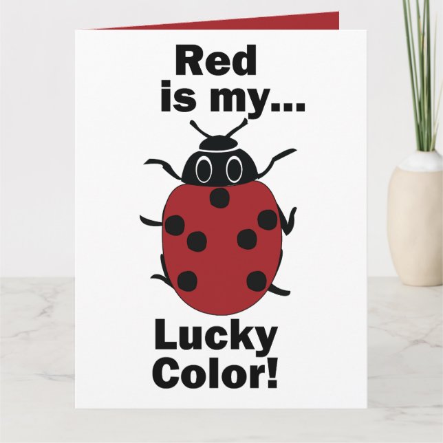 Cartão Ladybug Red Is My Lucky Color Funny Insect (Frente)