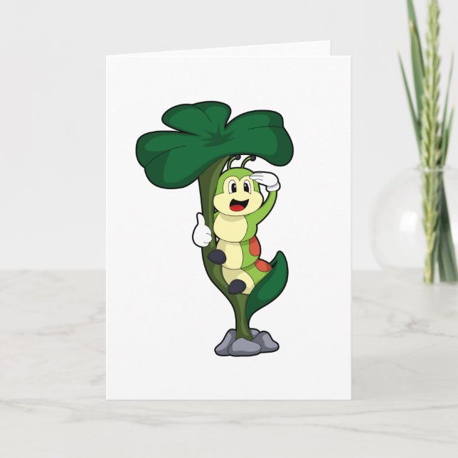 Cartão Lagarta com Folha (Frente)