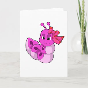 Cartão Lagarta como Menina com Laço