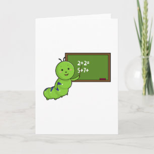 Cartão Lagarta como professor com quadro negro